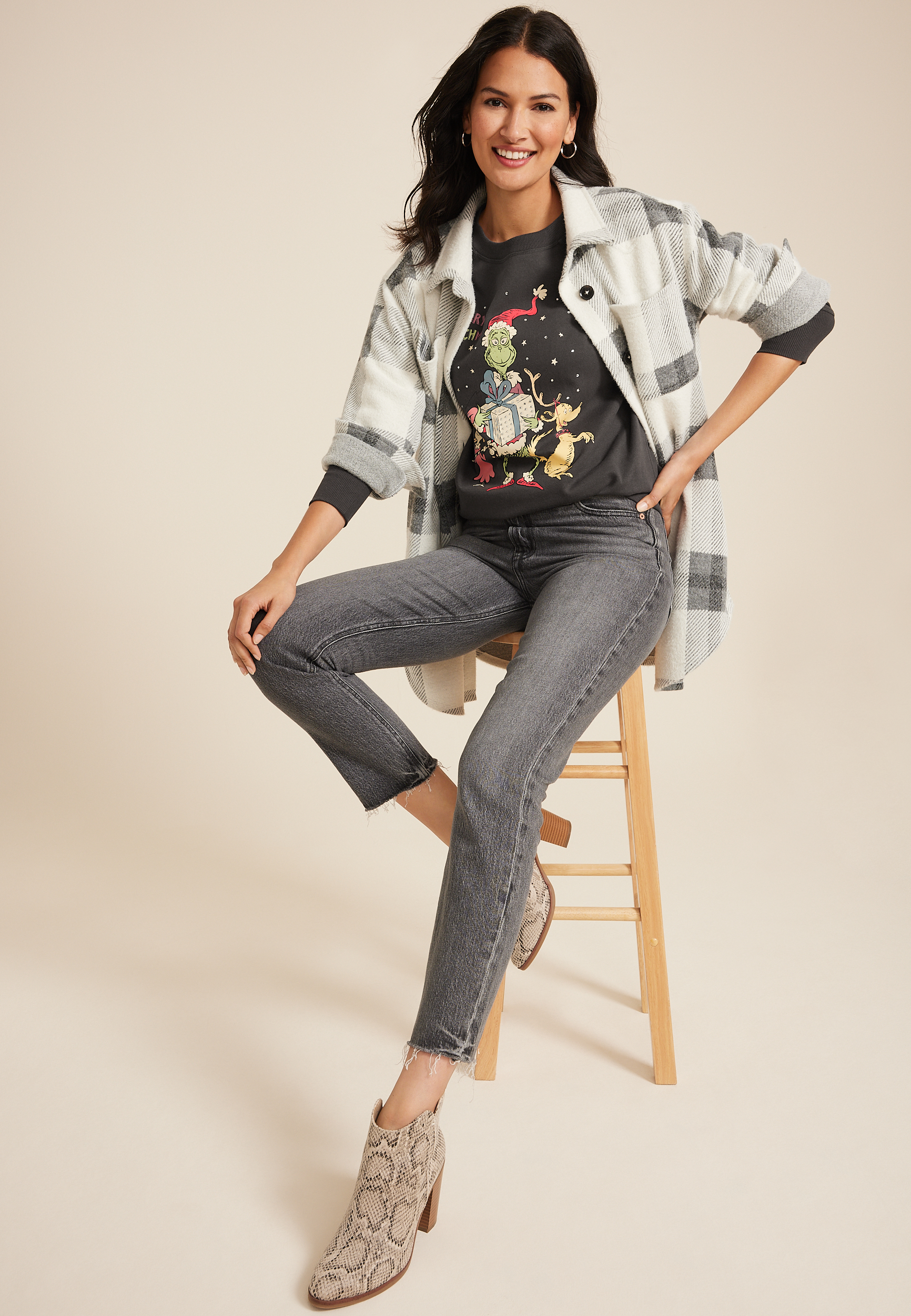 Merry Grinchmas Relaxed Fit Sweatshirt, PHANTOM BLACK, large