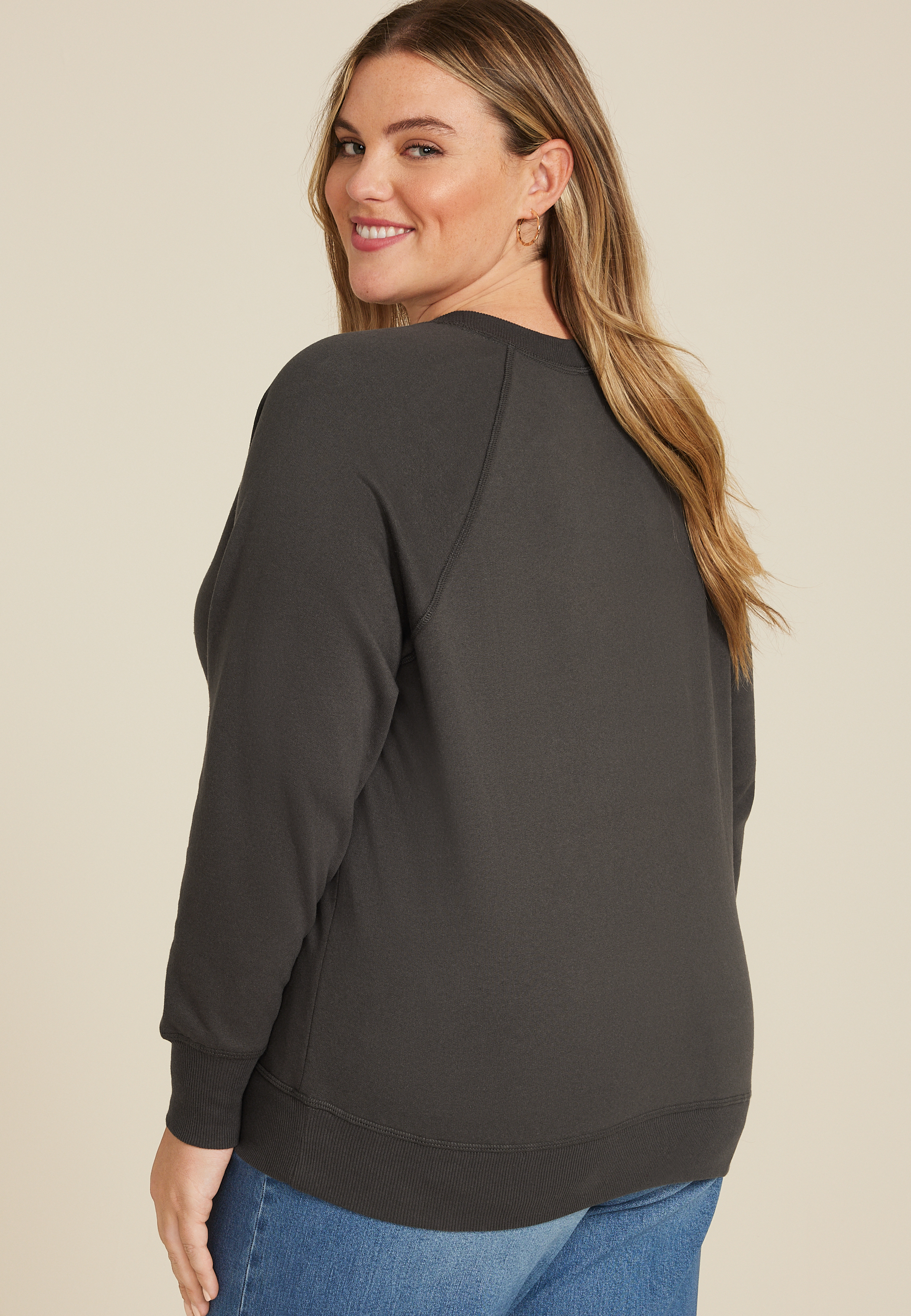 Plus Size Merry Grinchmas Relaxed Fit Sweatshirt, PHANTOM BLACK, large