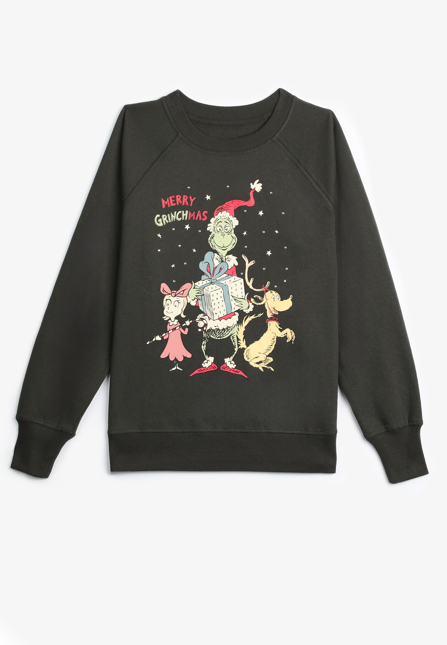 Plus Size Merry Grinchmas Relaxed Fit Sweatshirt, PHANTOM BLACK, large