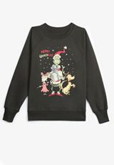 Plus Size Merry Grinchmas Relaxed Fit Sweatshirt, PHANTOM BLACK, small