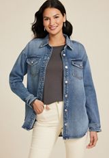 m jeans by maurices&trade; Denim Shacket, MEDIUM SANDBLAST, small