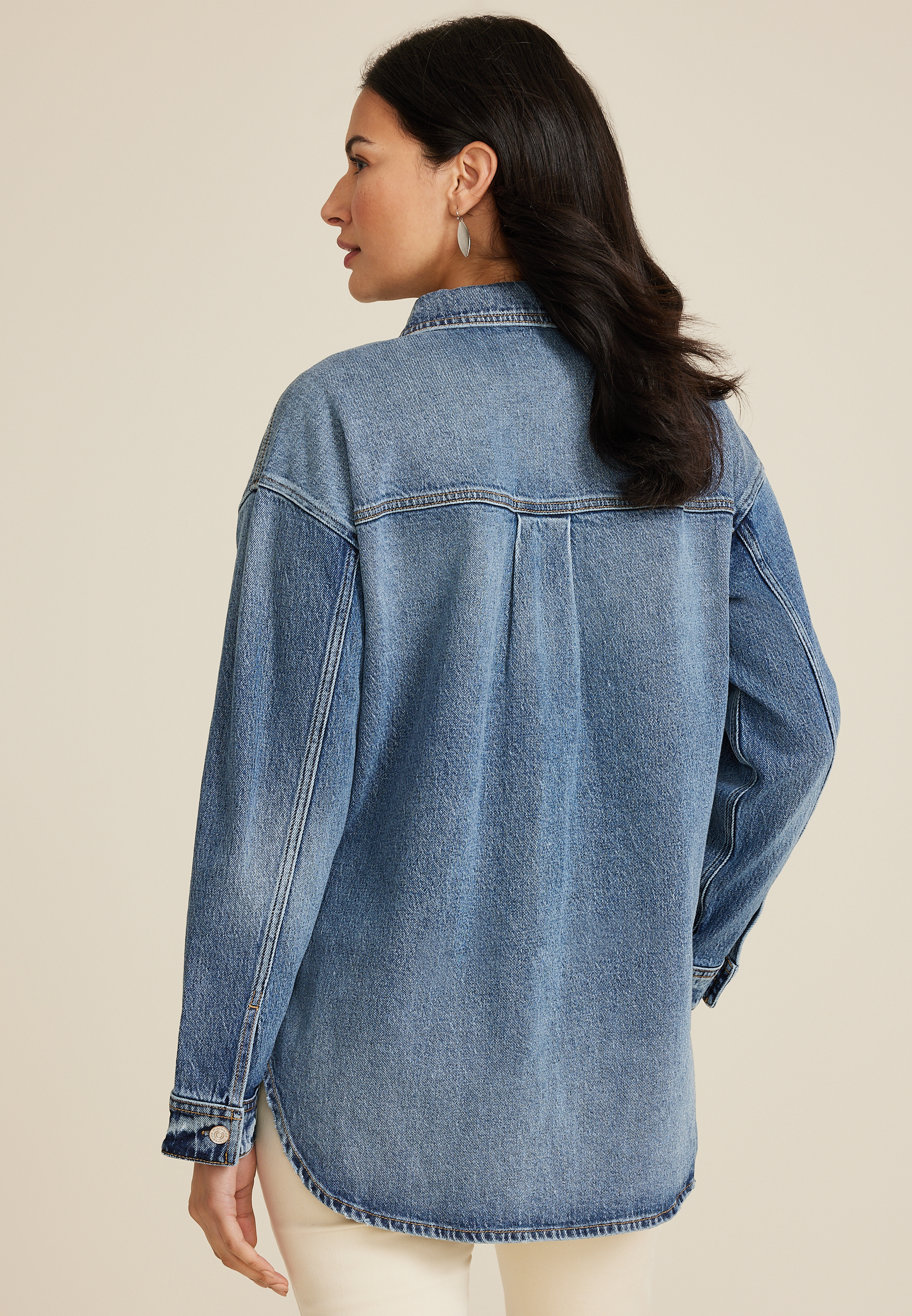 m jeans by maurices&trade; Denim Shacket, MEDIUM SANDBLAST, large
