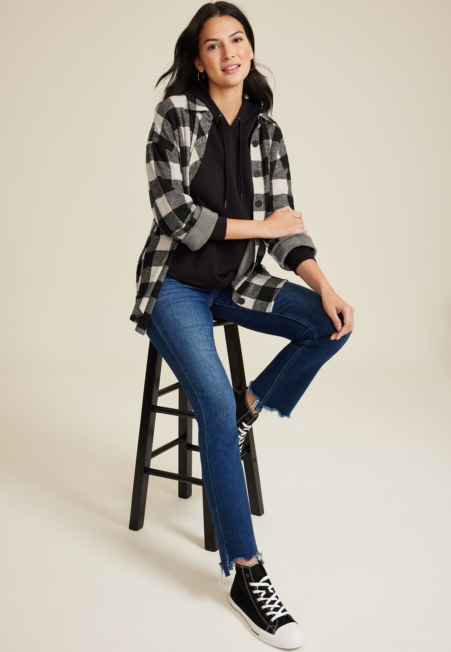 Knit Oversized Button Down Shirt