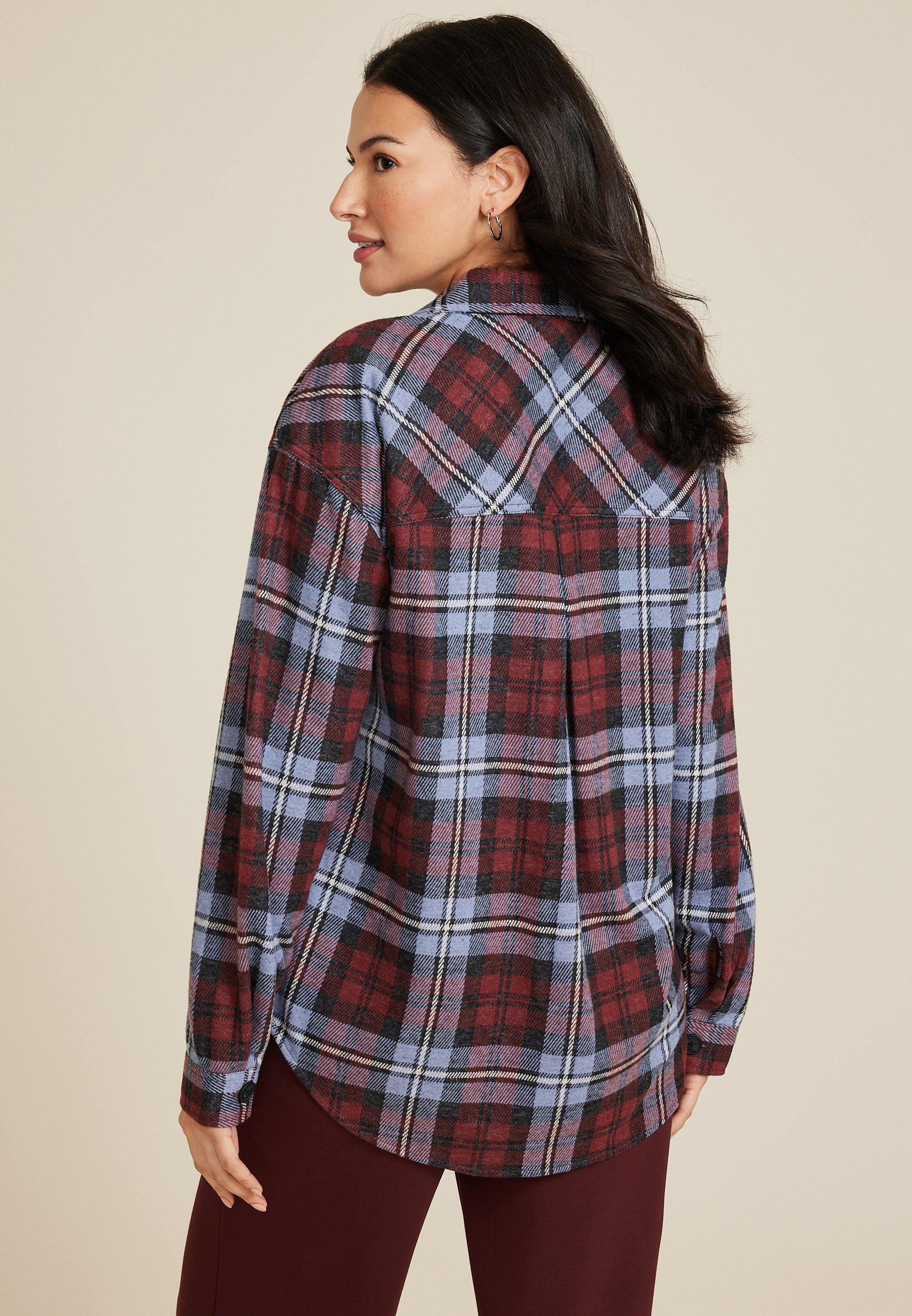 Knit Oversized Button Down Shirt, C4695, large
