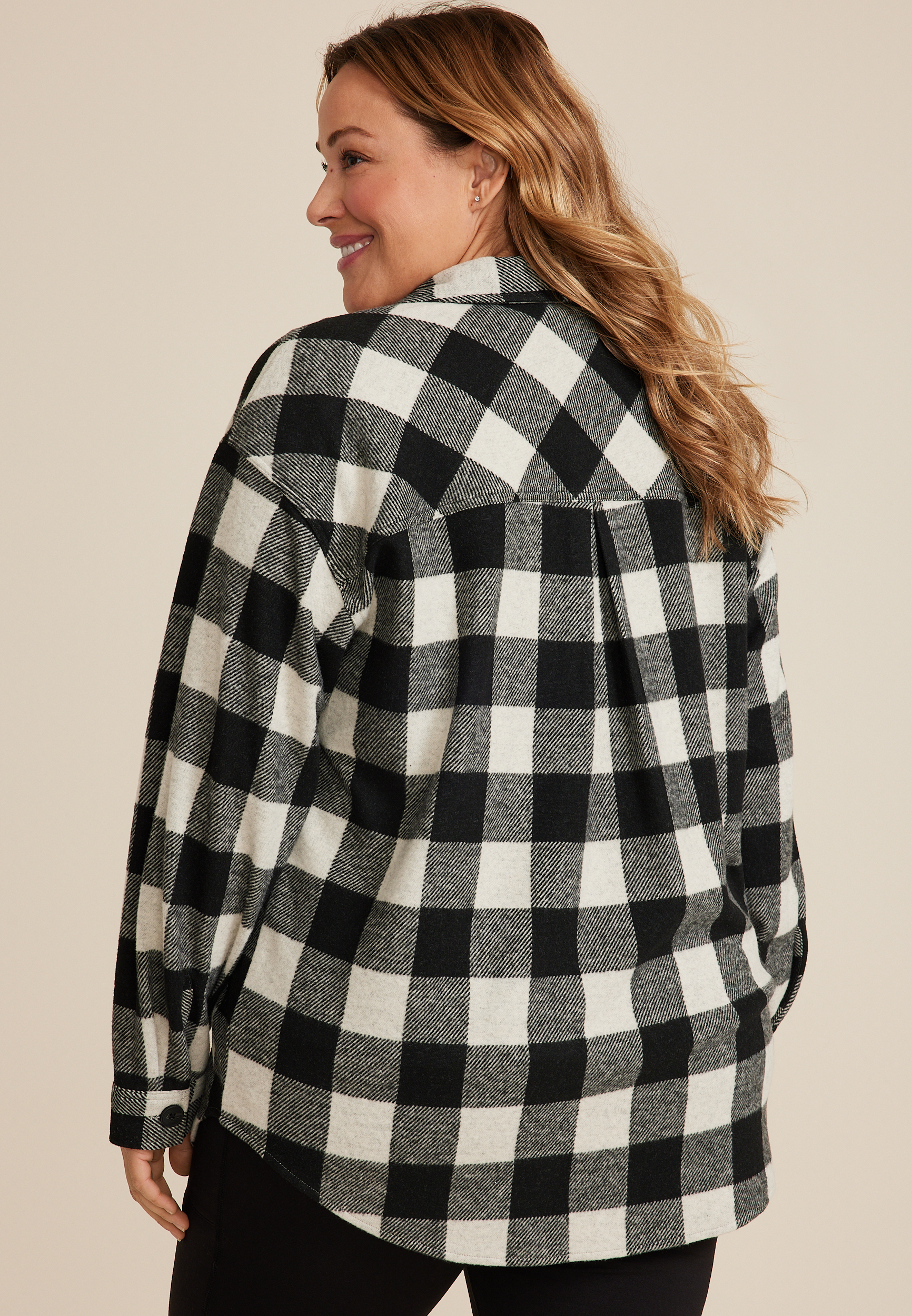 Plus Knit Oversized Button Down Shirt
