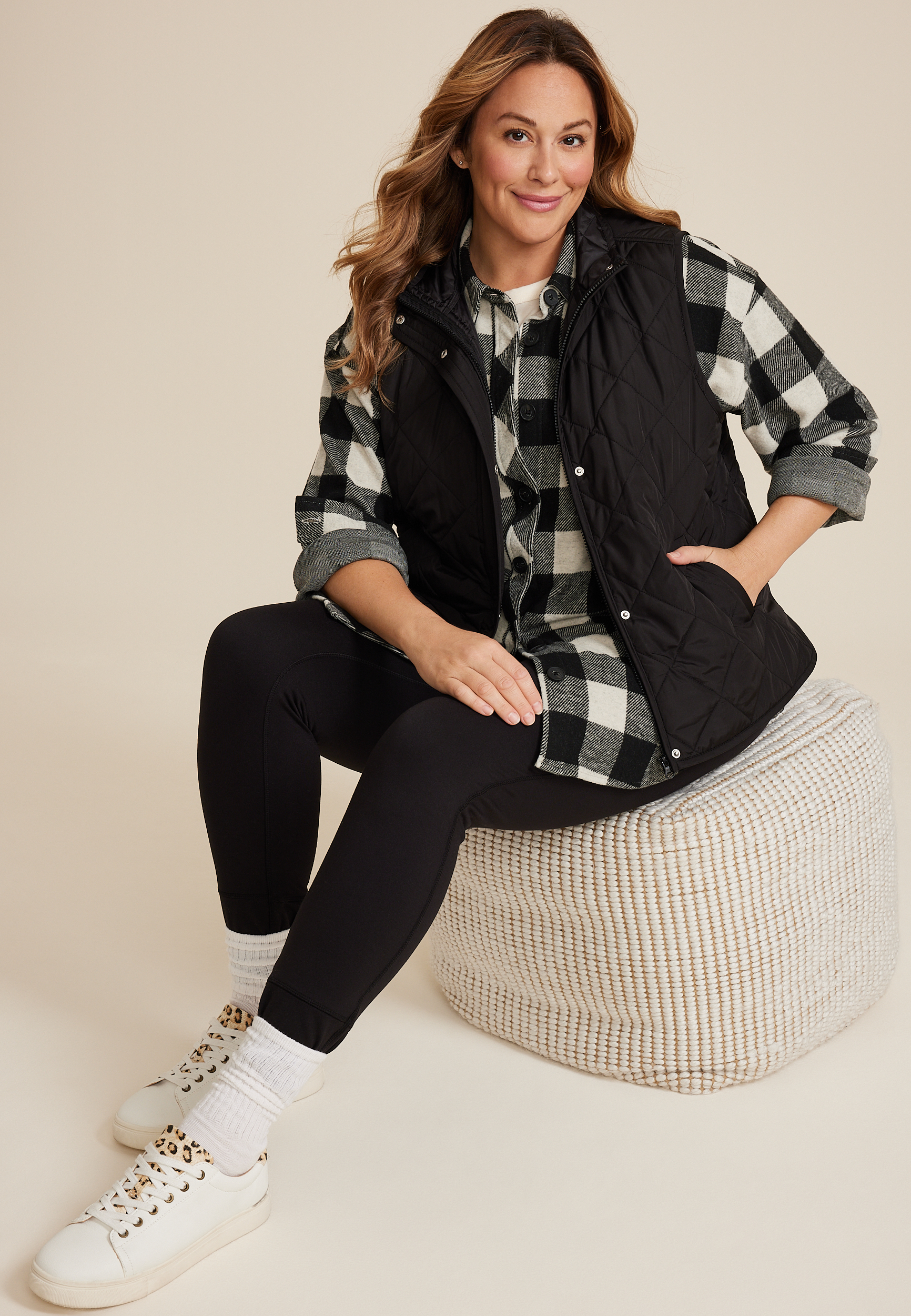 Plus Knit Oversized Button Down Shirt