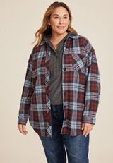 Plus Size Knit Oversized Button Down Shirt, C4695, small