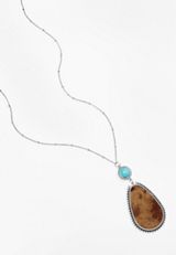Silver Western Cowhide Pendant Necklace, C115, small