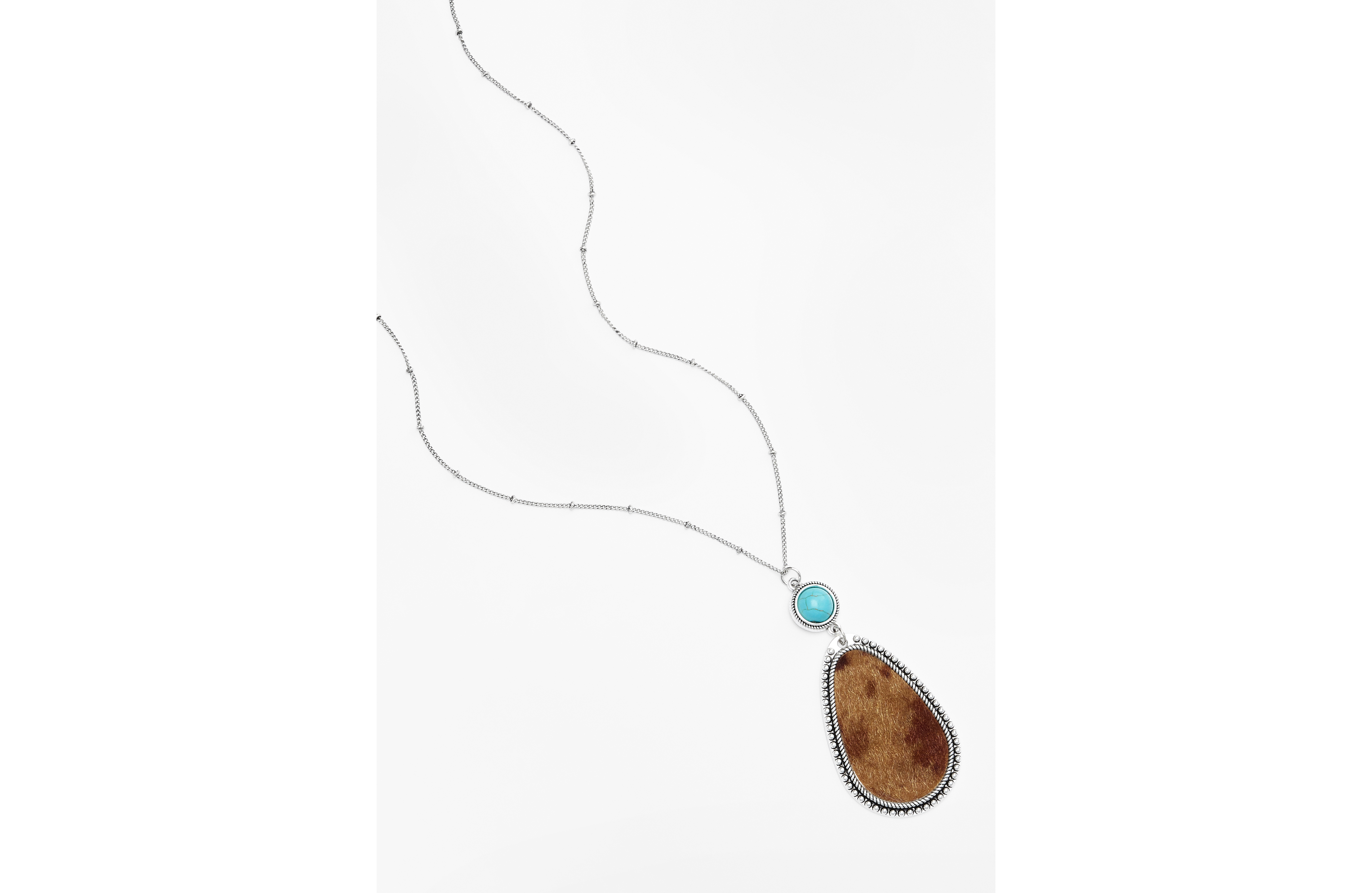 Silver Western Cowhide Pendant Necklace