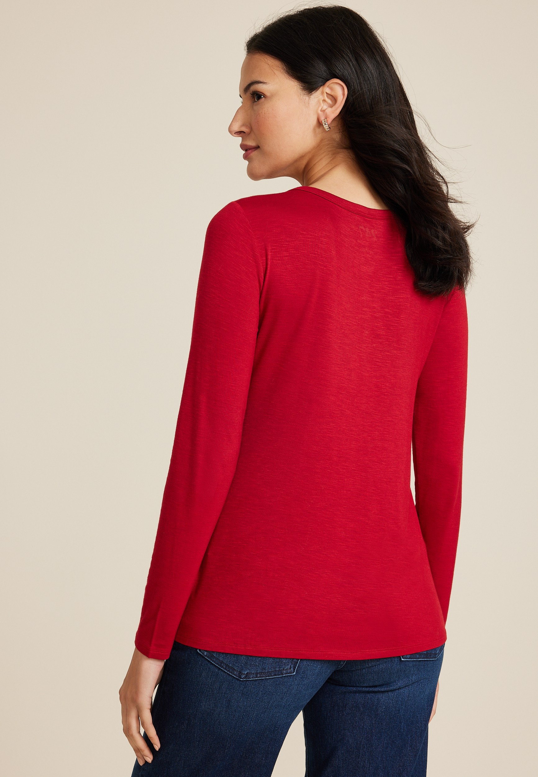 24/7 Kennedy Crew Neck Long Sleeve Tee, REBEL RED, large