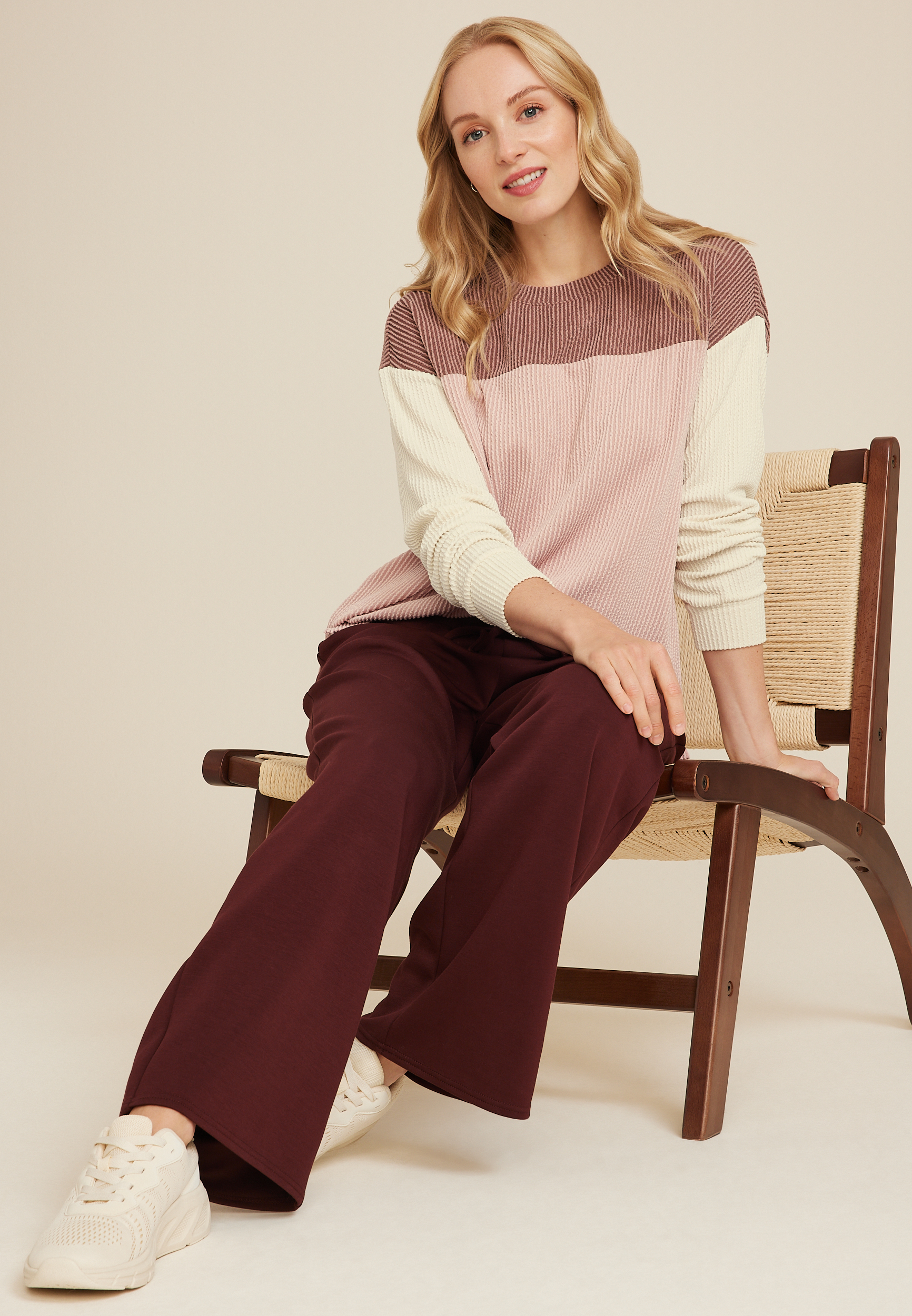 Wavy Ribbed Colorblock Tunic, C894, large