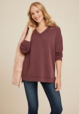 Wavy Ribbed V Neck Tunic, C9735, small