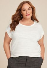 Plus Size 24/7 Clara Textured Short Sleeve Tee, C4673, small