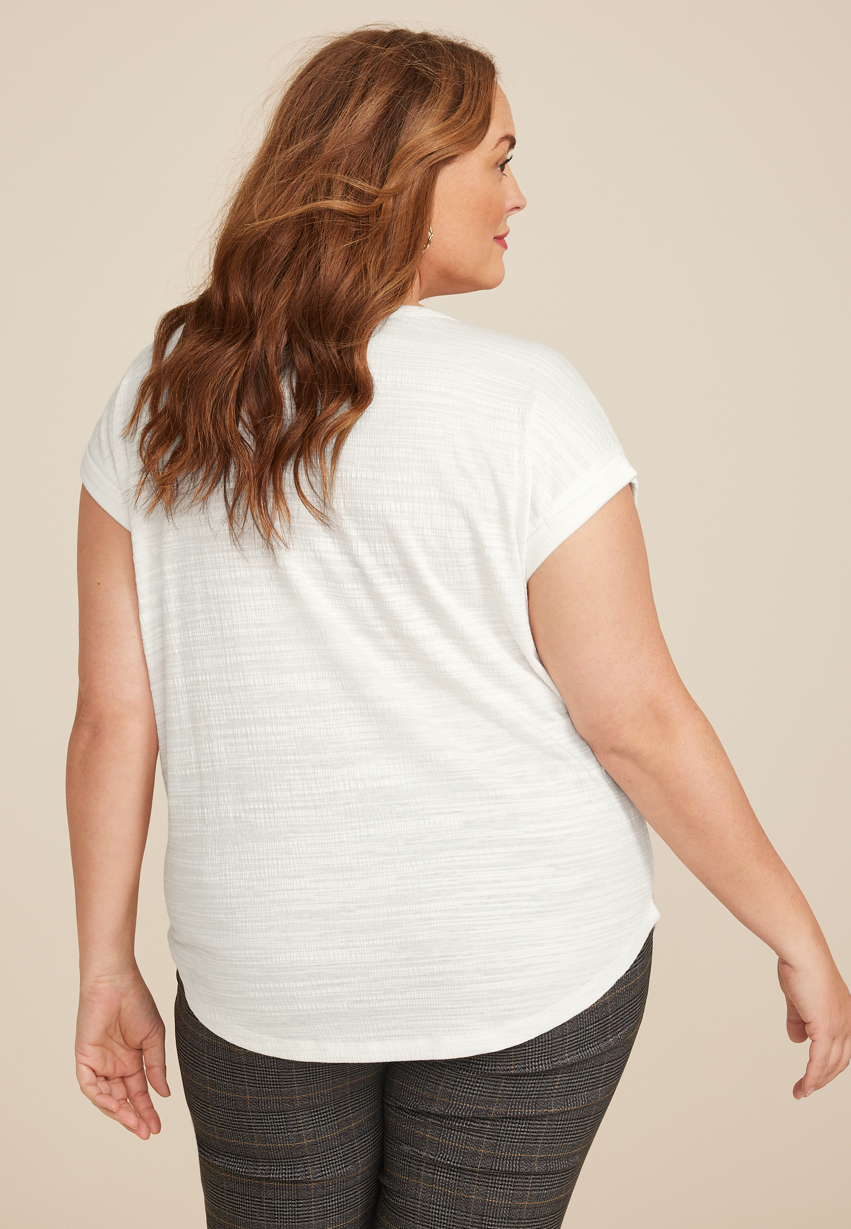 Plus Size 24/7 Clara Textured Short Sleeve Tee, C4673, large