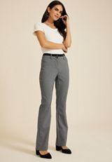 Bengaline Contrast Waist Mid Rise Bootcut Pant, C1755, small