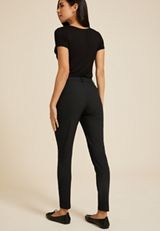 Bengaline Pinstripe Constructed Waist Mid Rise Skinny Dress Pant, BLACK COMBO, small