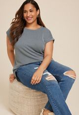 Plus Size 24/7 Clara Ribbed Tee, C4309, small