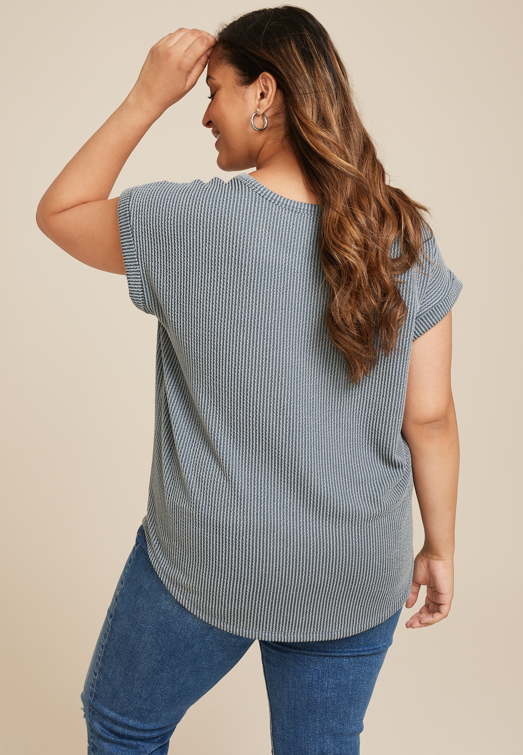 Plus Size 24/7 Clara Ribbed Tee, C4309, large
