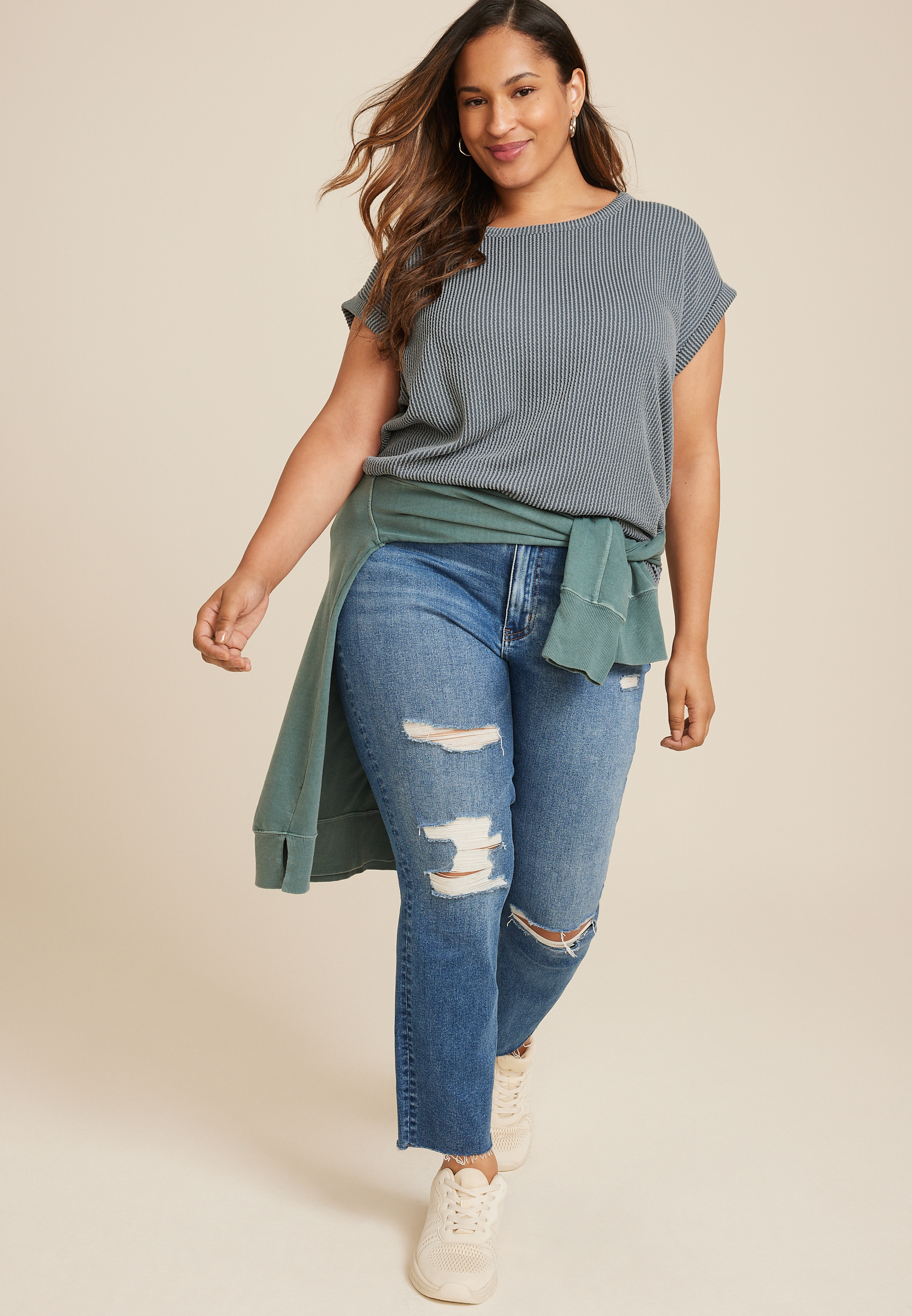 Plus Size 24/7 Clara Ribbed Tee, C4309, large