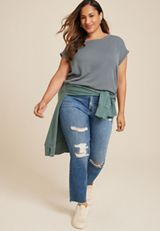 Plus Size 24/7 Clara Ribbed Tee, C4309, small