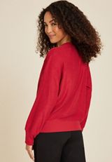 Merry Chenille Sequin Embroidered Relaxed Fit Pullover, REBEL RED, small