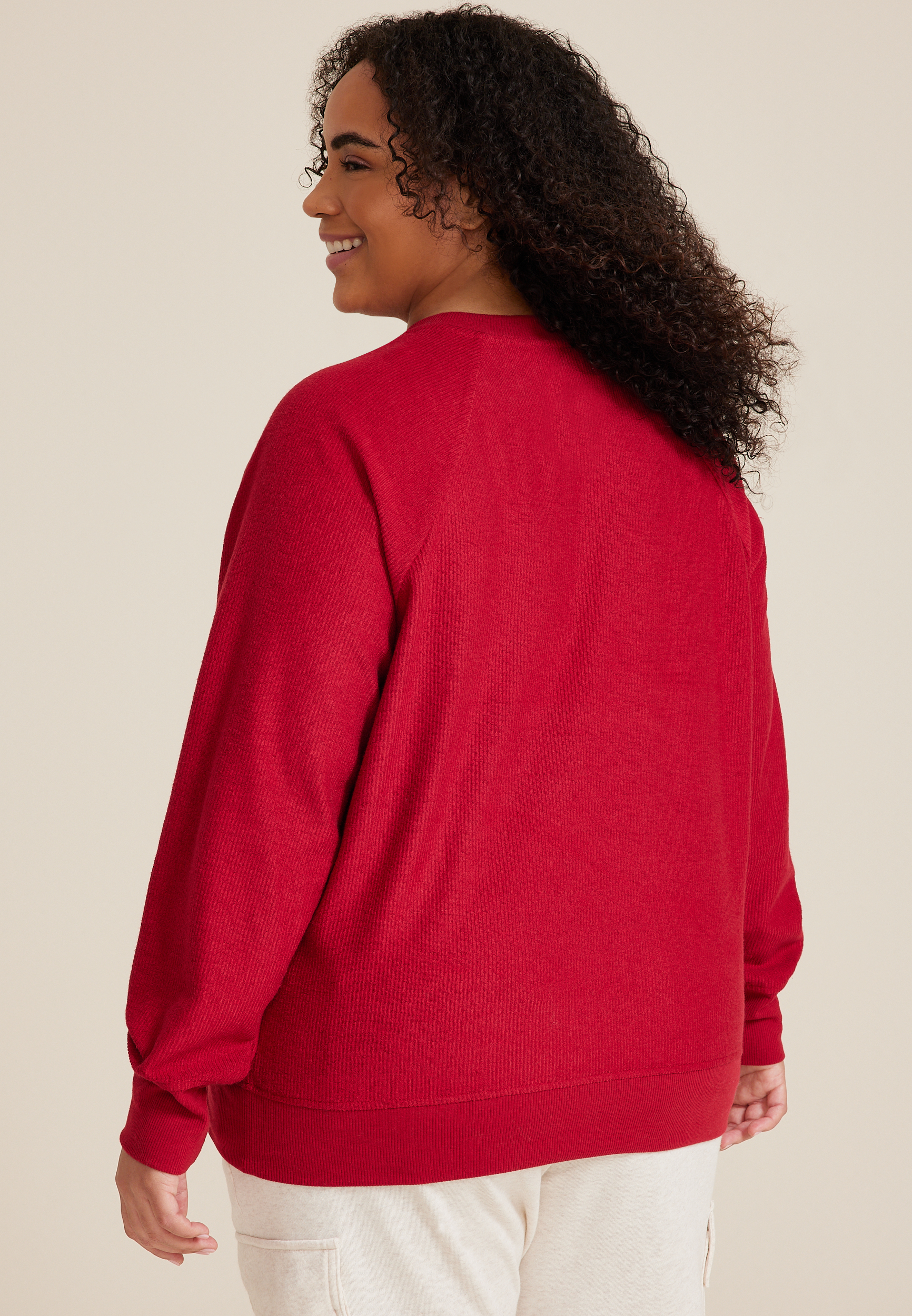 Plus Size Merry Chenille Sequin Embroidered Relaxed Fit Pullover, C4744, large