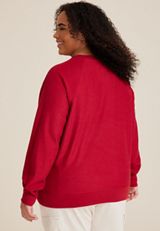 Plus Size Merry Chenille Sequin Embroidered Relaxed Fit Pullover, C4744, small