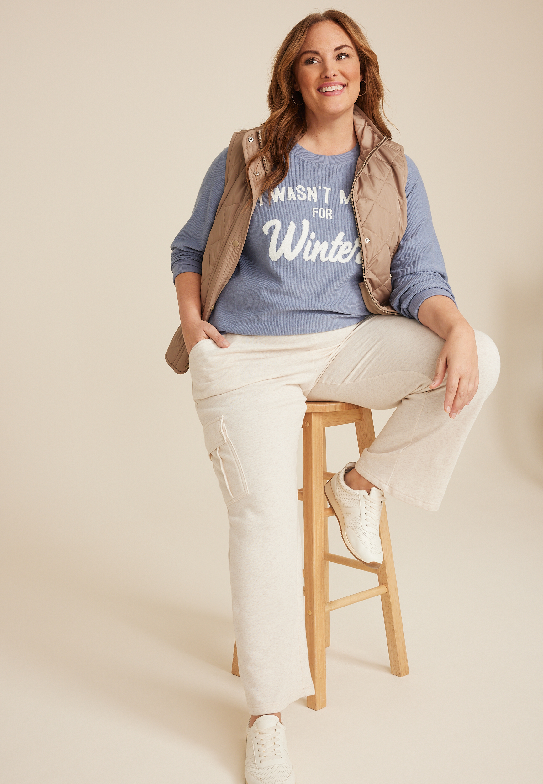 Plus Size I Wasnt Made For Winter Relaxed Fit Pullover, C4656, large