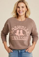 Nashville Tennessee Chenille Boot Relaxed Fit Sweatshirt, C115, small