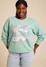 Plus Size Bronco Built To Run Wild Relaxed Fit Sweatshirt, C416, small