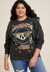 Plus Size Aerosmith Relaxed Fit Sweatshirt, BLACK, small