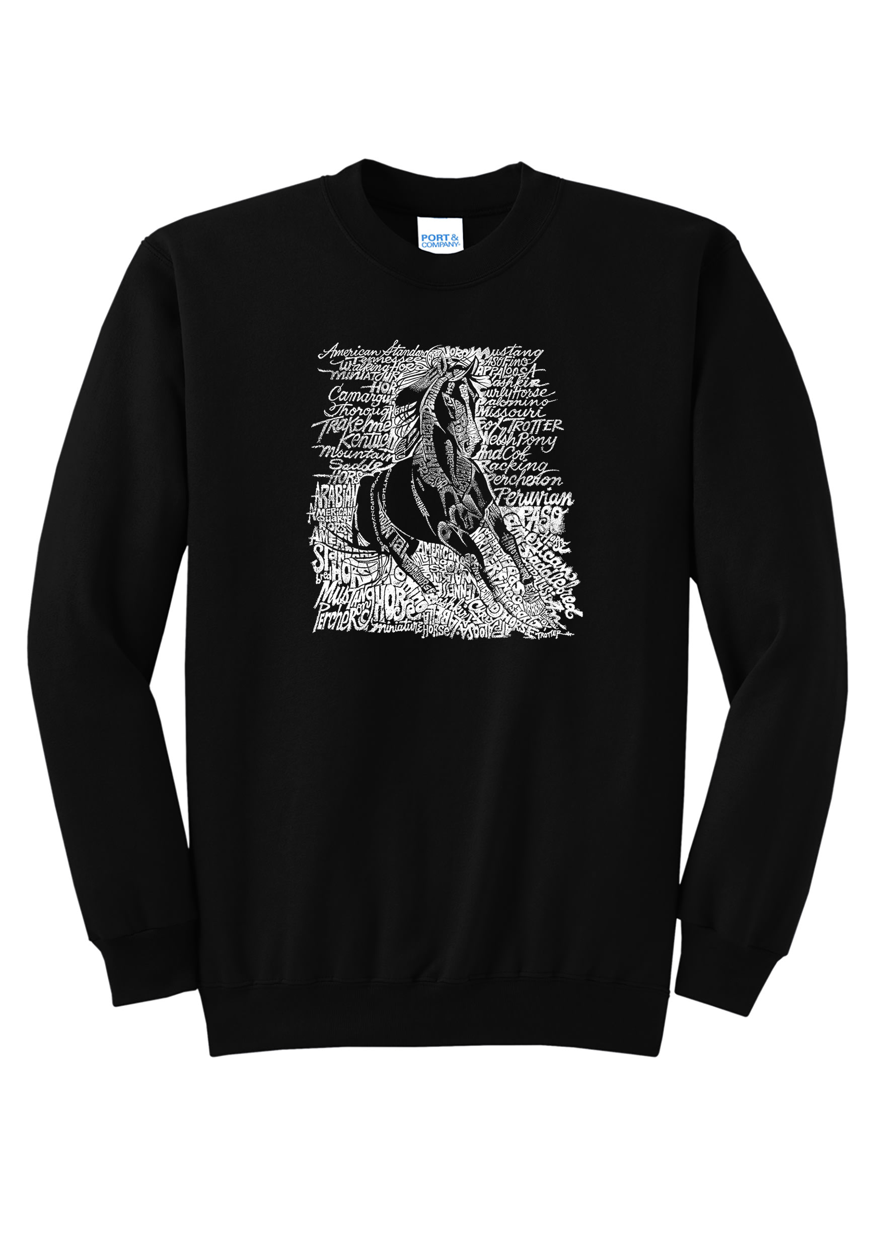LA Pop Art Women's Word Horse Breeds Sweatshirt