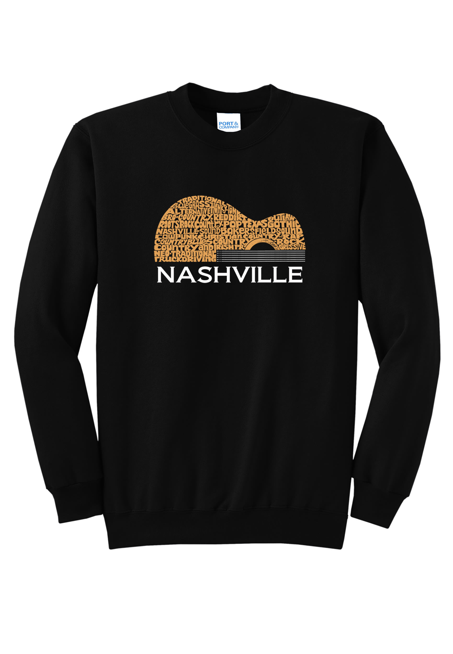 LA Pop Art Women's Word Nashville Guitar Sweatshirt