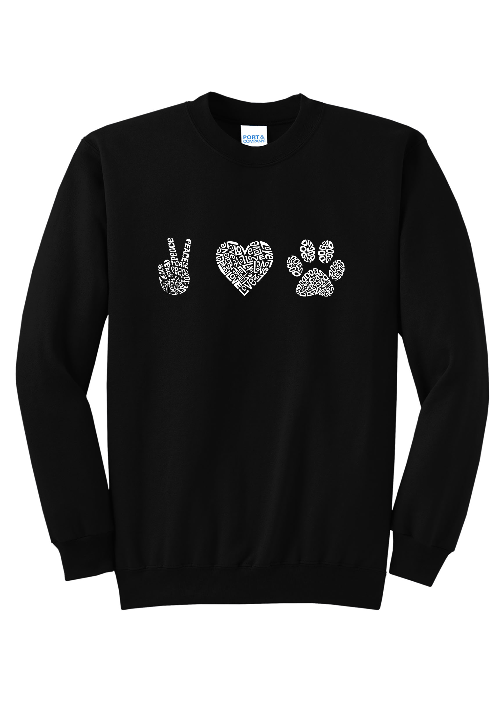 LA Pop Art Women's Peace Love Dogs Sweatshirt