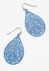 Filigree Teardrop Earrings, BLUE, small