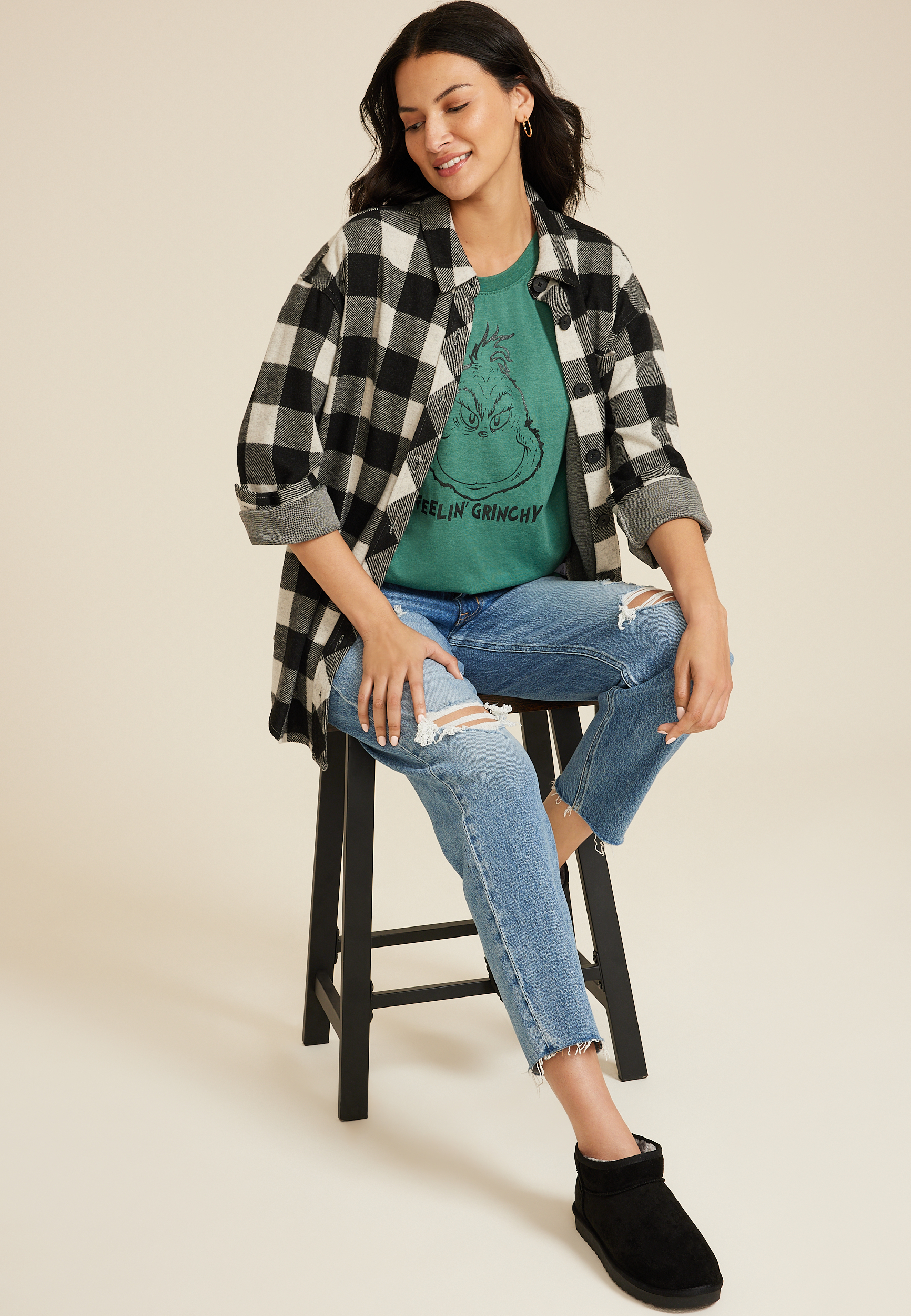 Feelin Grinchy Oversized Fit Graphic Tee, C3895, large