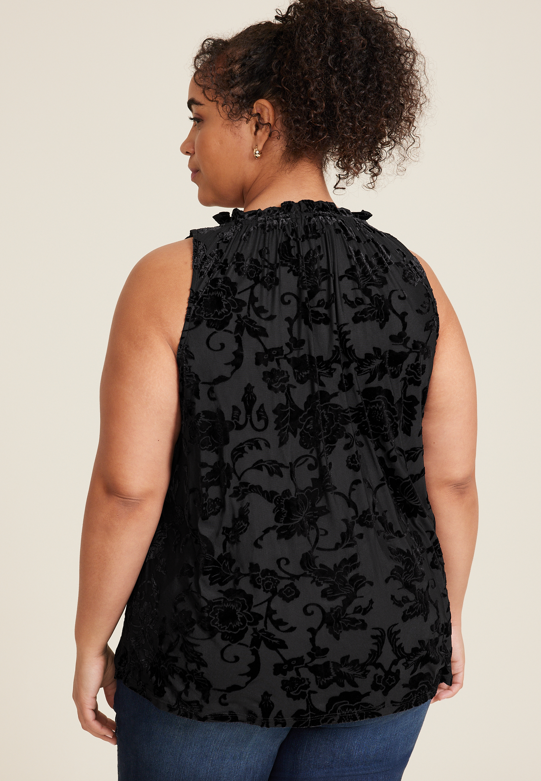 Plus Size Velvet Burnout Tank Top, C106, large