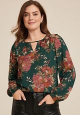 Leighton Floral Long Sleeve Blouse, C1029, small
