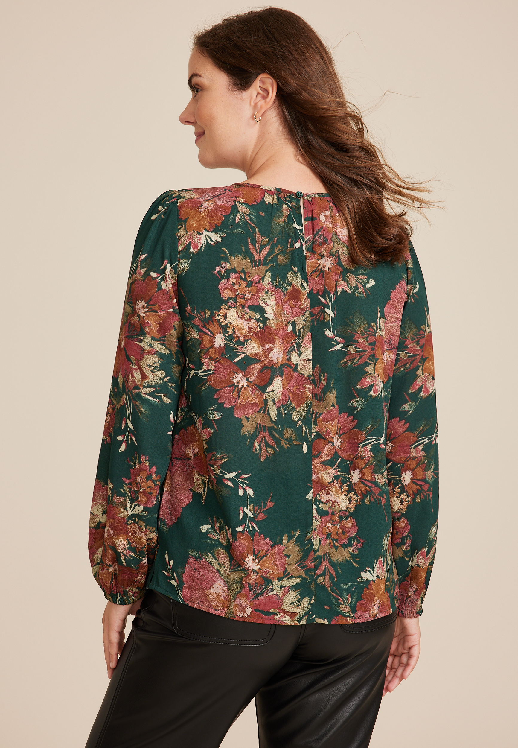 Leighton Floral Long Sleeve Blouse, C1029, large
