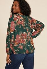 Plus Size Leighton Floral Long Sleeve Blouse, C1029, small