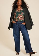 Plus Size Leighton Floral Long Sleeve Blouse, C1029, small