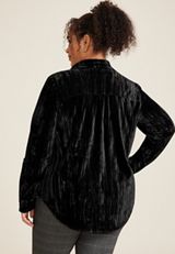 Plus Size Winona Velvet Button Down Blouse, C106, small