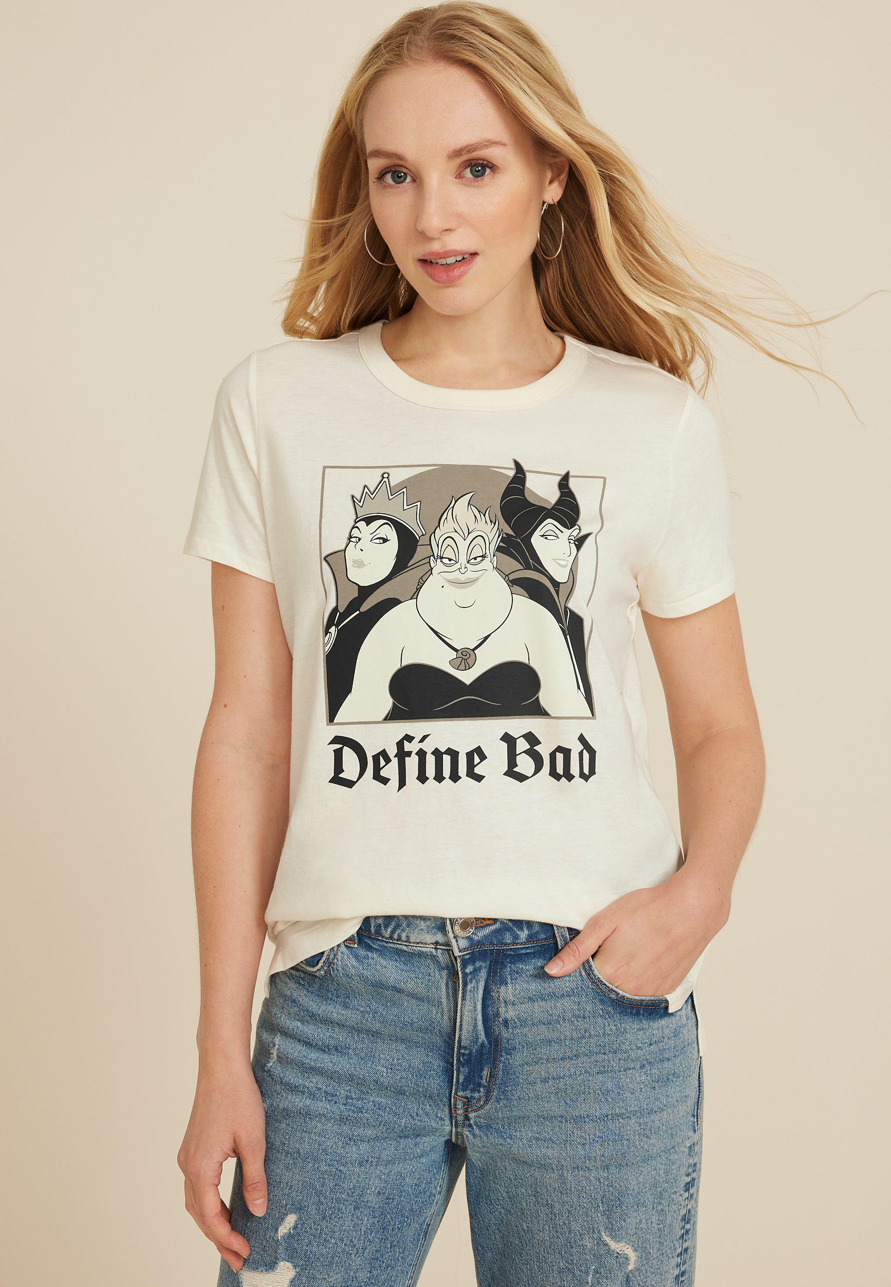 Maurices Women's X Large Size Define Bad Classic Fit Graphic Tee Beige