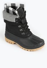 SuperCush Piper Buffalo Plaid Mid Shaft Duck Boot, BLACK, small
