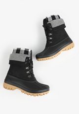 SuperCush Piper Buffalo Plaid Mid Shaft Duck Boot, BLACK, small