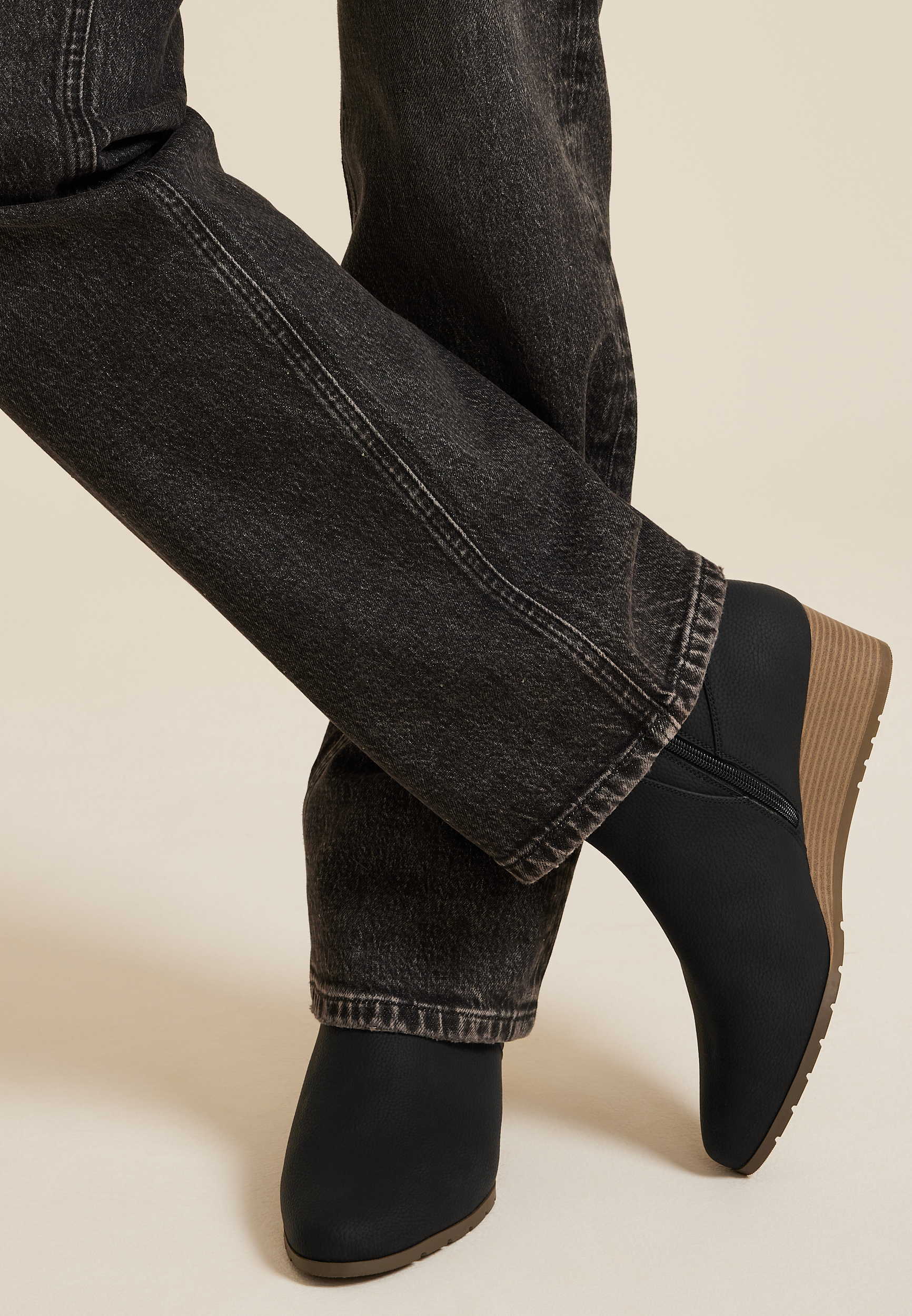 SuperCush Paige Zip Up Wedge Boot, BLACK, large