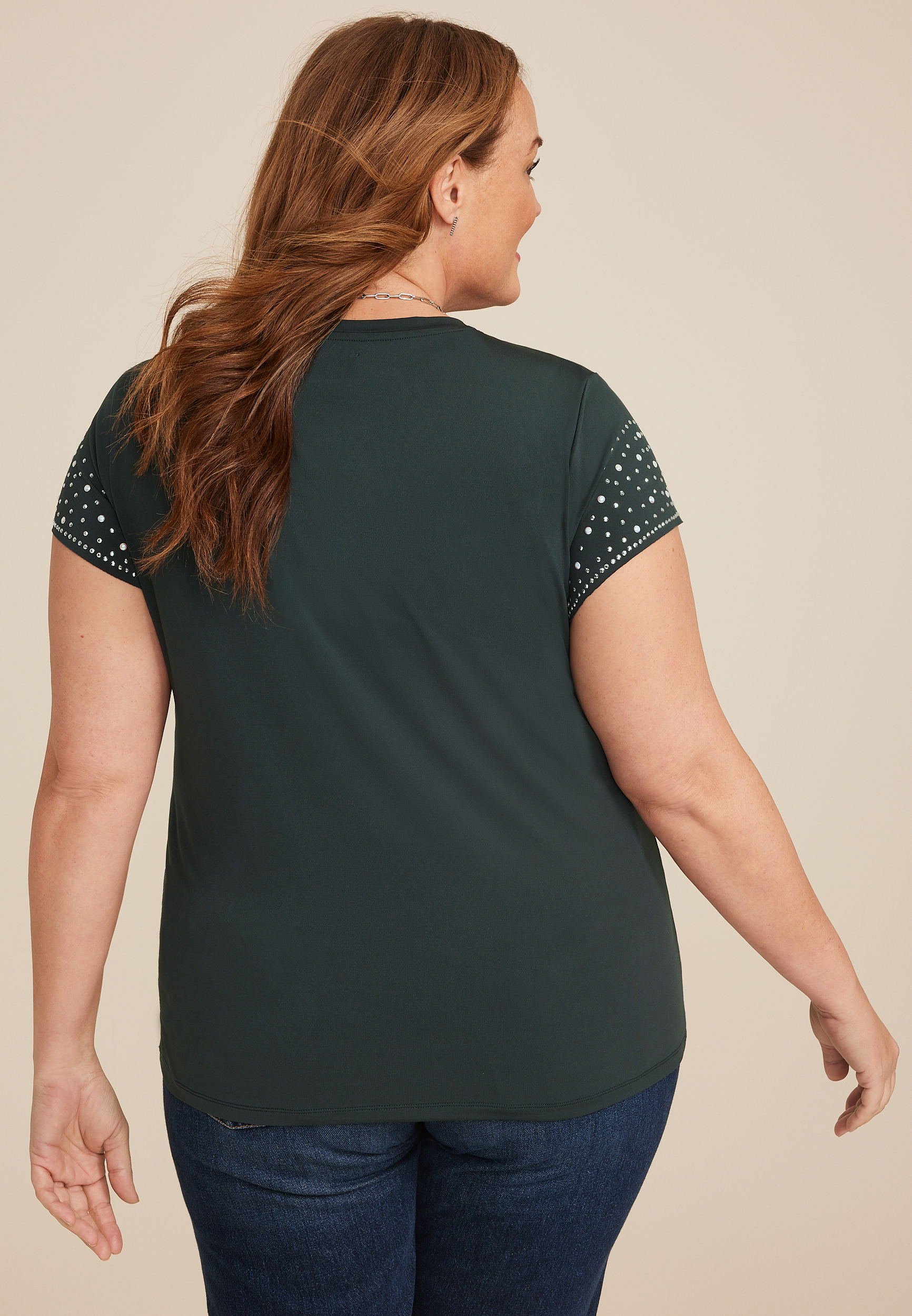 Plus Size edgely&trade; Studded Short Sleeve Tee, C6371, large