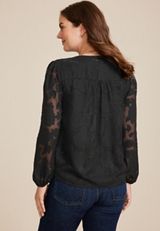 Metallic Jacquard Wrap Blouse, C106, small