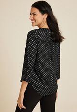 Atwood 3/4 Sleeve Popover Blouse, BLACK COMBO, small
