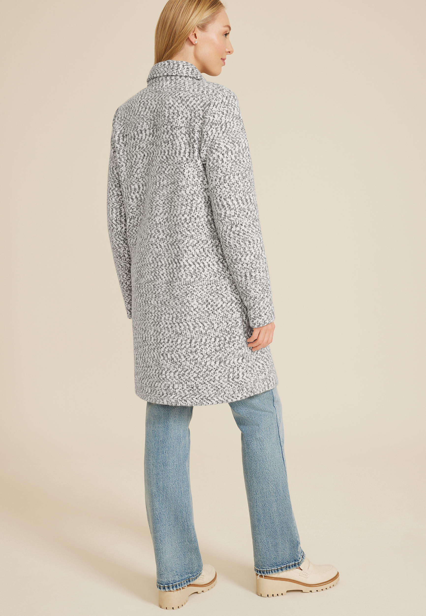 Gray Textured Longline Coatigan, C1755, large